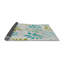 Laine tissée à la machine florale et polyester bleu/gris/vert Tapis décoratif-1112378680