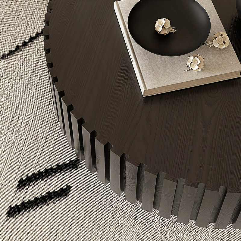 Table basse ronde, table de thé en forme d'olive, table de salon, Noir