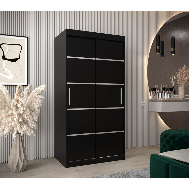 Hoxton 2 Door Manufactured Wood Wardrobe, Black Matt