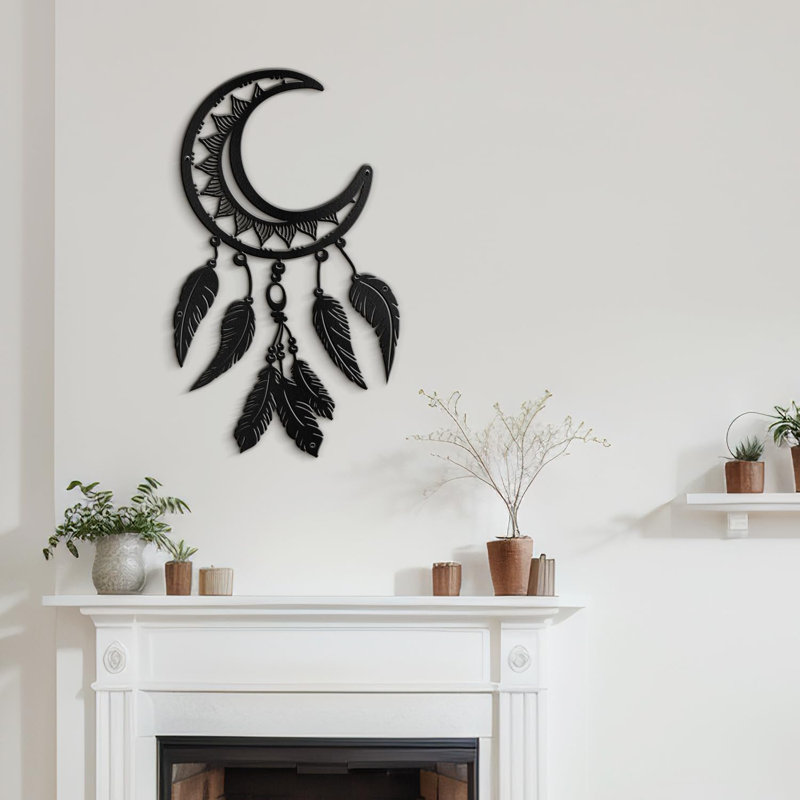 Décoration murale en métal Nordic Moon Phases, H 24 po x l 15,79 po x P 0,05 po, Noir