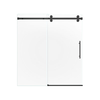 Enceinte de porte de douche coulissante sans cadre l 56 à 60 po x H 72 po, verre trempé SGCC de 5/16 po (8 mm) d'épaisseur, quincaillerie mate
