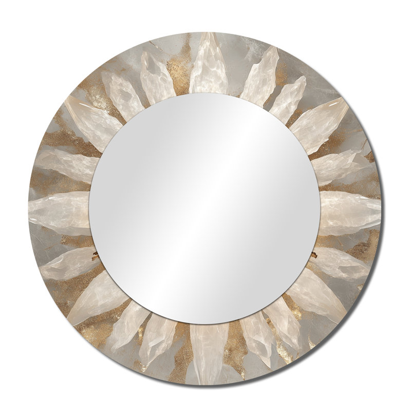 Lustre en cristal Bloom - miroir mural doré Glam, imprimé sur métal, 36" x 36"