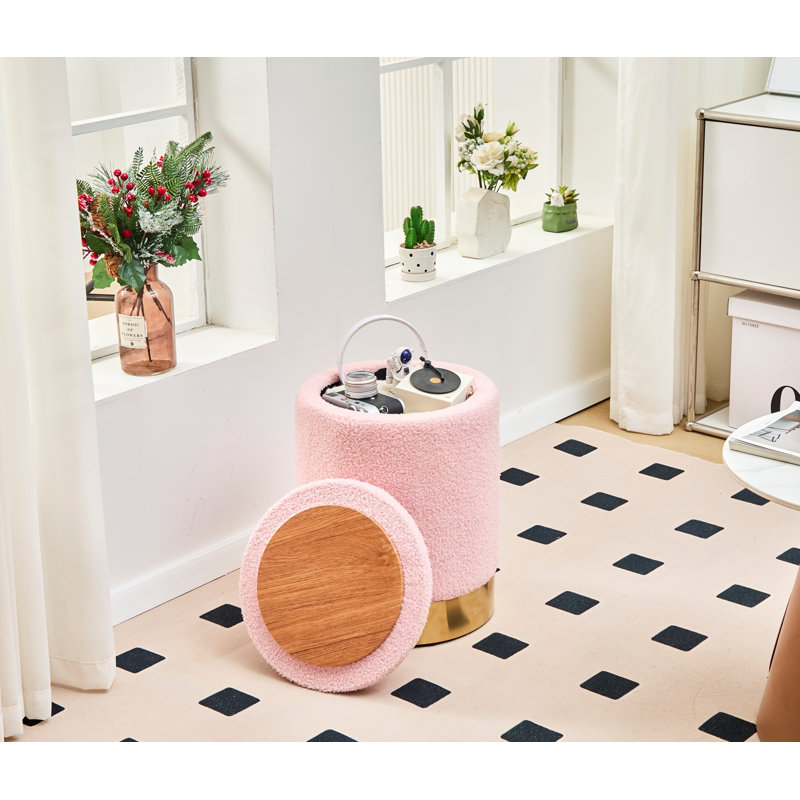 Upholstered Pouf, Pink