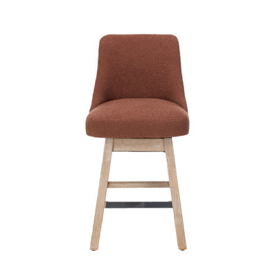 Ensemble de 2 tabourets de bar pivotants à 360 ° à hauteur de comptoir de 26 po avec dossier, tabourets de bar style Mid-Century rembourrés avec pieds en bois massif pour îlot de cuisine