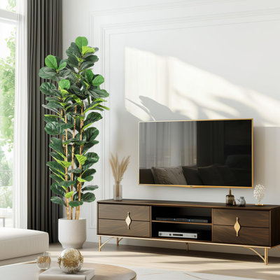 Figuier artificiel réaliste de 7 pi Lifelike - Grande plante artificielle verte avec 107 feuilles en pot blanc - Décoration de plancher intérieure / extérieure pour le salon, la maison, le bureau - Grand arbre réaliste - Taille: 6 pieds