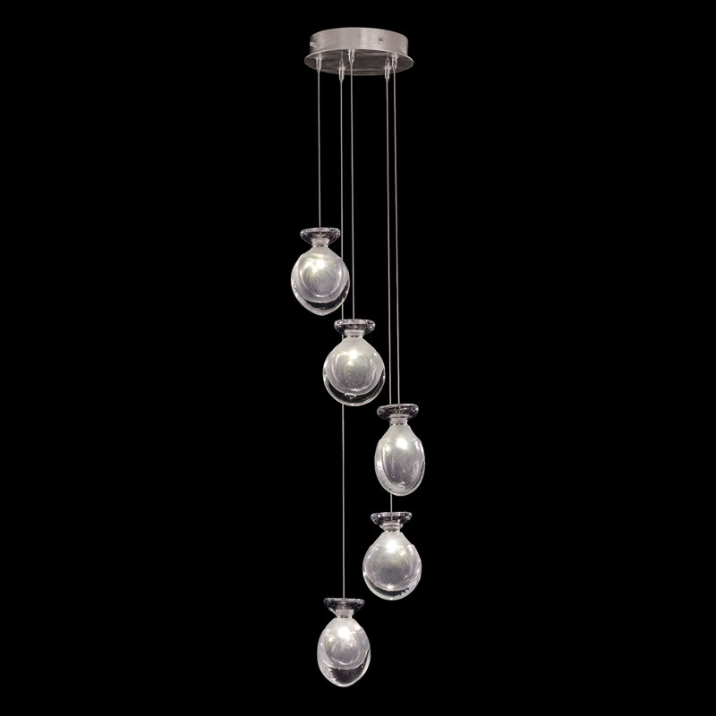 Luminaire suspendu rond l 11,5 po Essence, Transparent, Argent
