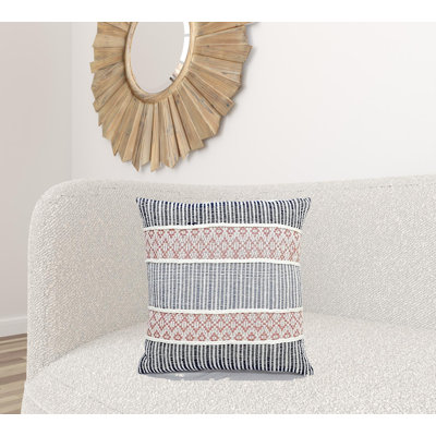 Embroidered Cotton Blend Throw Pillow