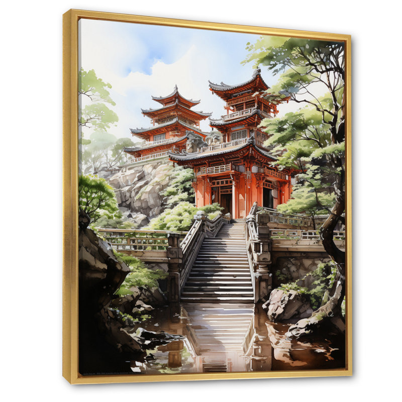 «Imperial Palace III» sur toile, Cadre flottant doré, H 44 po x l 34 po x P 1,5 po