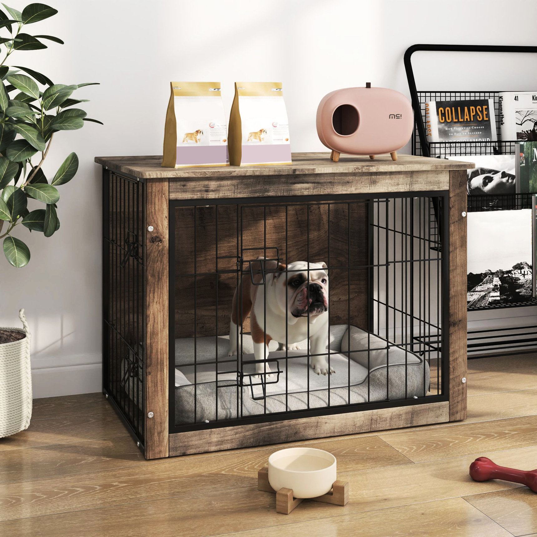 Tucker Murphy Pet™ Medium Wooden Dog Crate With Dual Exits - Functional ...