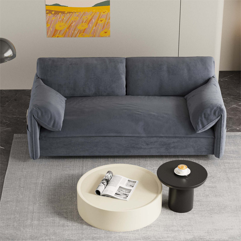Canapé-lit en velours 63,8 po Lateika, Velours gris