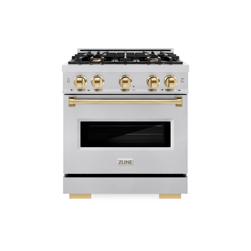 ZLINE Autograph Edition 30" Classic Gas Range w/ 4 Burners & Polished Gold Accents, Gold