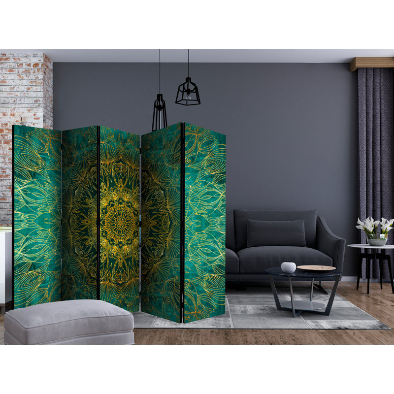 Gotthold 225cm W x 172cm H 5 - Panel Solid Wood Folding Room Divider
