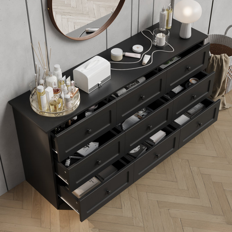 Aneecia 63” W 9 - Drawer Dresser, Black