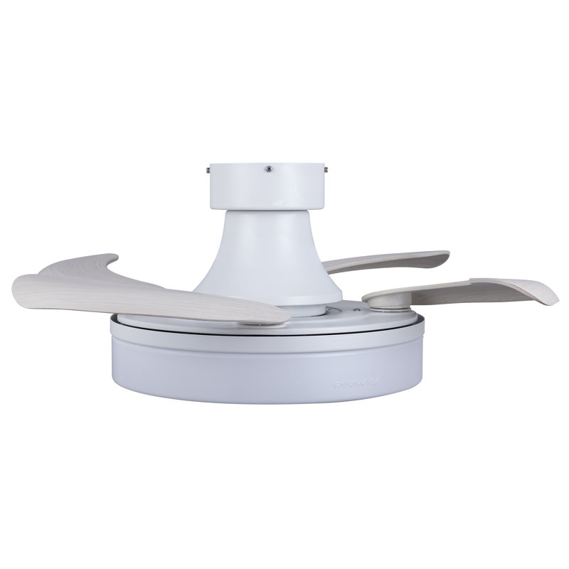 Orbit 36" Indoor/Outdoor Retractable Blade Ceiling Fan with Light and Remote, Modern Fandelier Ceiling Fan, Patented Design Technology, Stronger Thicker Blades, Damp Rated, White
