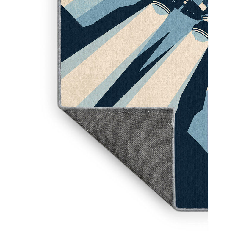 Tapis moelleux moelleux de style fusée de fusée moderne Eddleman - bleu ciel, 5 x 8