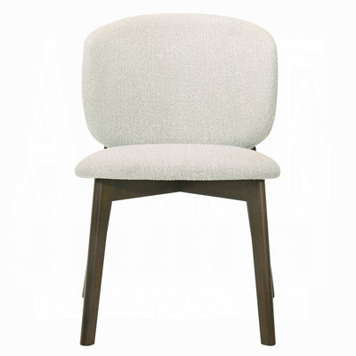 Mery Dining Side Chair Set Of 2, Gray Chenille, Walnut Brown Legs