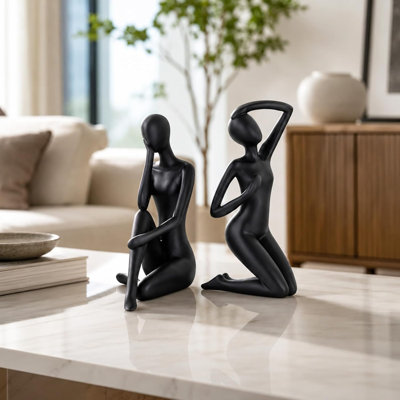 Ensemble de 2 sculptures en résine élégantes