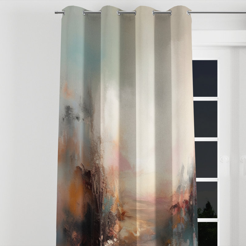 Nature abstraite brune I - Rideau à œillets moderne - Velours obscurcissant - 1 panneau, L 52 po x L 63 po, Œillets argentés
