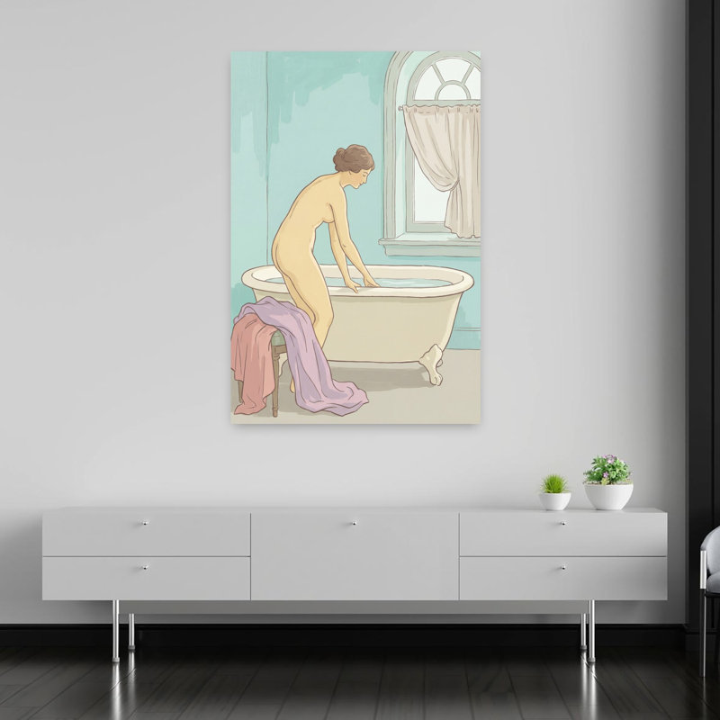 «Bathing Day», art mural contemporain abstrait, H 60 po x l 40 po