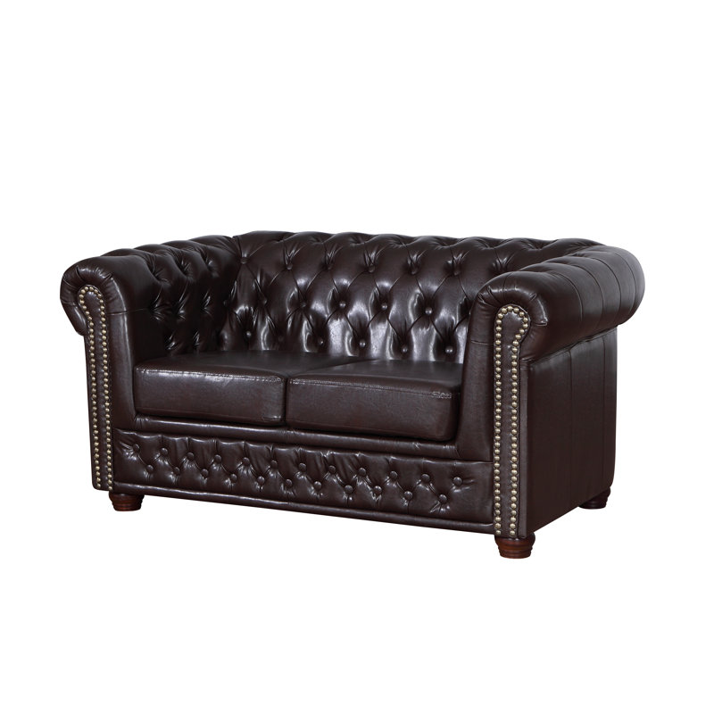 Auer Faux Leather Loveseat, Dark Brown