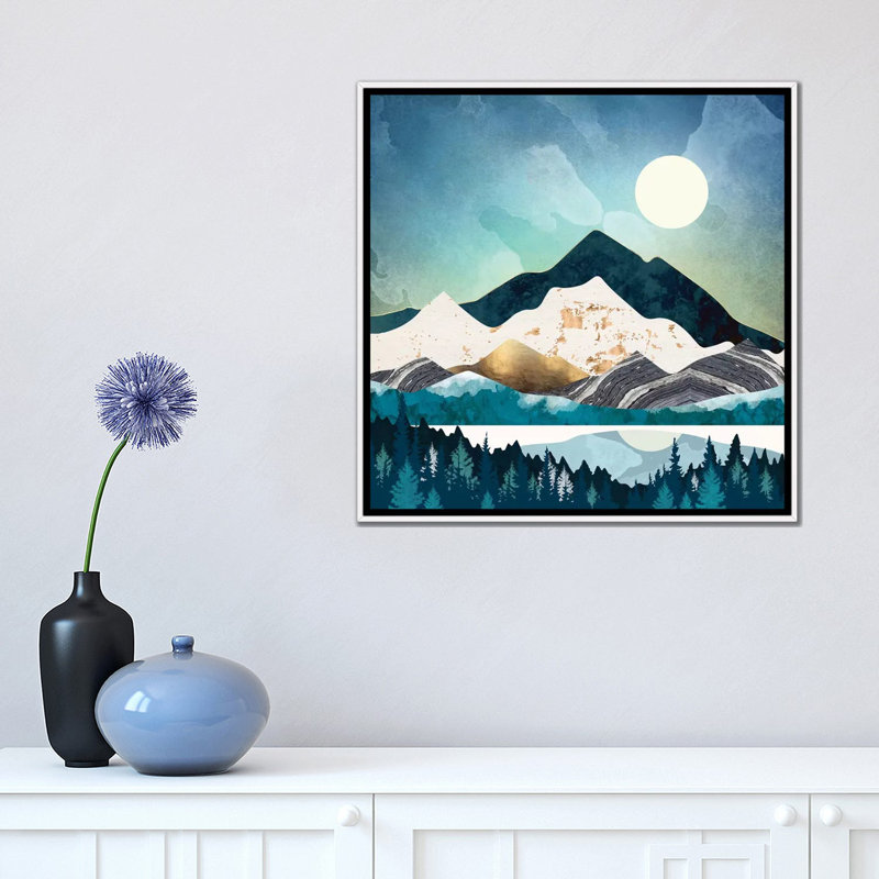 «Evening Forest», reproduction d'impression, H 18 po x l 18 po x 1,5 po, Pas de tapis, Toile blanche encadrée