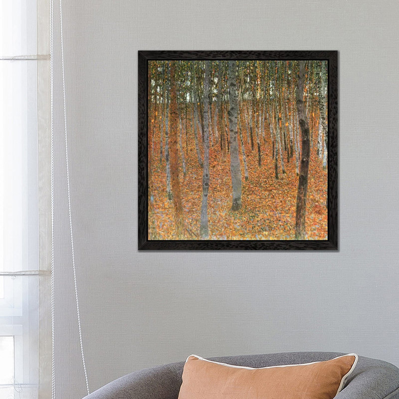 Forest Of Beech Trees by Gustav Klimt - Painting on Canvas, 93.98 cm H x 93.98 cm W, Black Framed