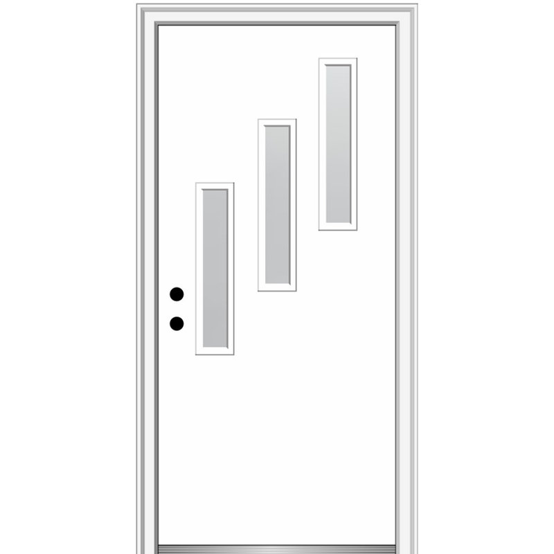 Porte d'entrée avant en fibre de verre Spotlight Spotlight, H 80 po x l 36 po x P 1,75 po, Blanc brillant, Ouverture à droite