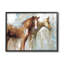 «Layered Abstract Horses Foals», peinture sur toile encadrée, art texturé blanc par échelle blanche-70681044-70681049