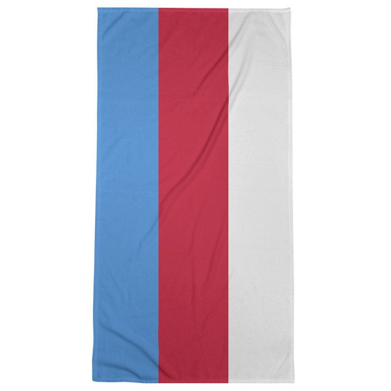 Cotton Blend Beach Towel, Navy Blue/Ivory/Red