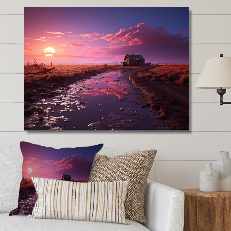 «Sunset Farm Dreams», reproduction sur toile, Toile tendue, H 16 po x l 32 po x P 1 po