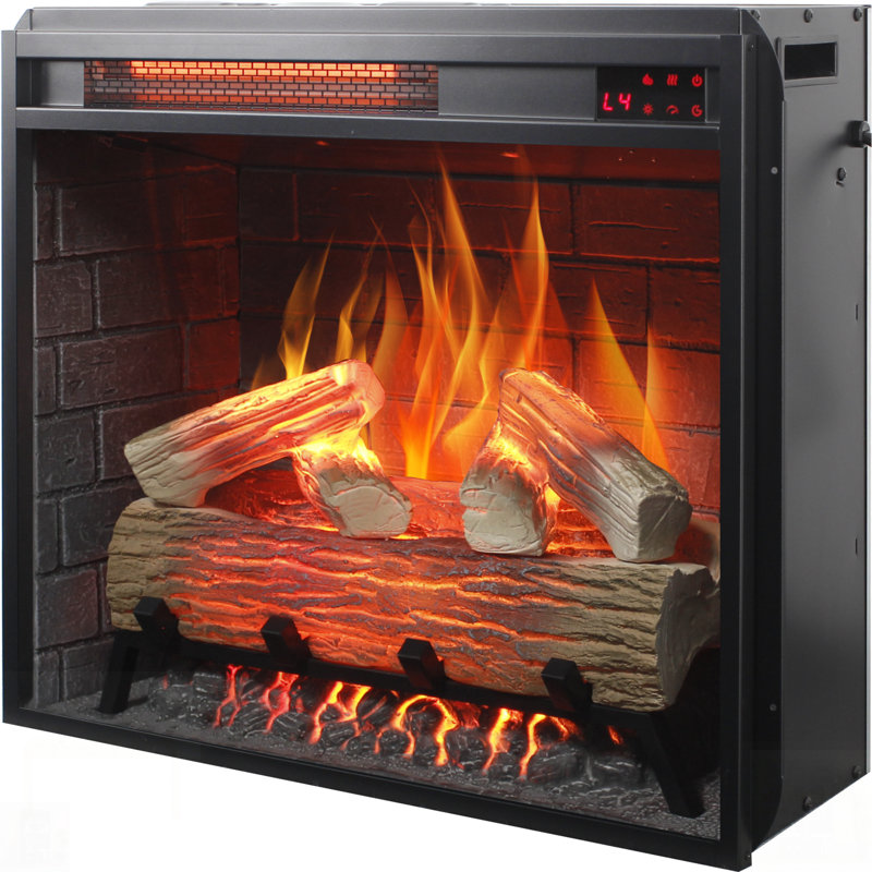Infrared Heating Electric Fireplace Insert With Realistic Flame, Log Set, Remote Control, And Overheating Protection
