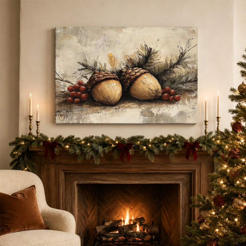 Nature morte automnale - Décoration murale rustique d'automne, impression sur toile tendue de 61 cm x 91 cm, prête à être accrochée dans la salle à manger, la cuisine ou le salon.