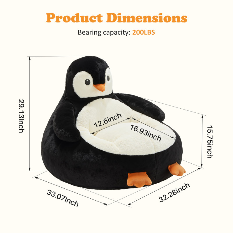 Animal Shaped Kids Sofa, Kids Character Bean Bag Chair, Plush Lounger Seat For Gaming, Reading And Watching TV For Toddlers And Children's Rooms