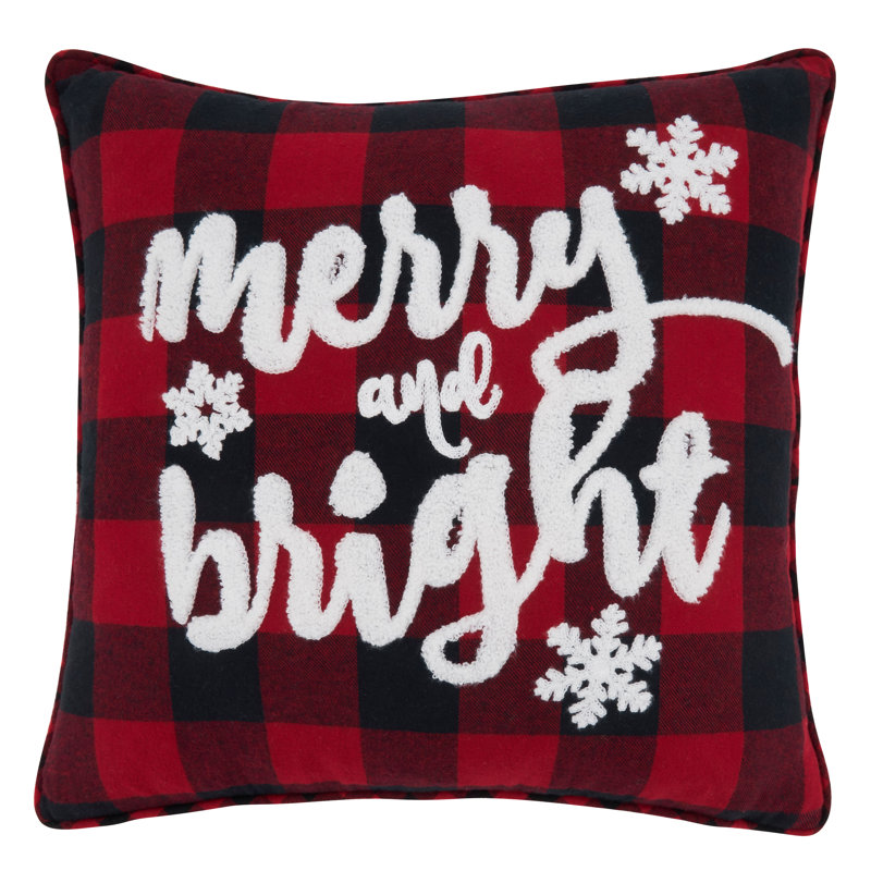 Red Buffalo Plaid Merry & Bright 16" Cotton Polyester Pillow Cover