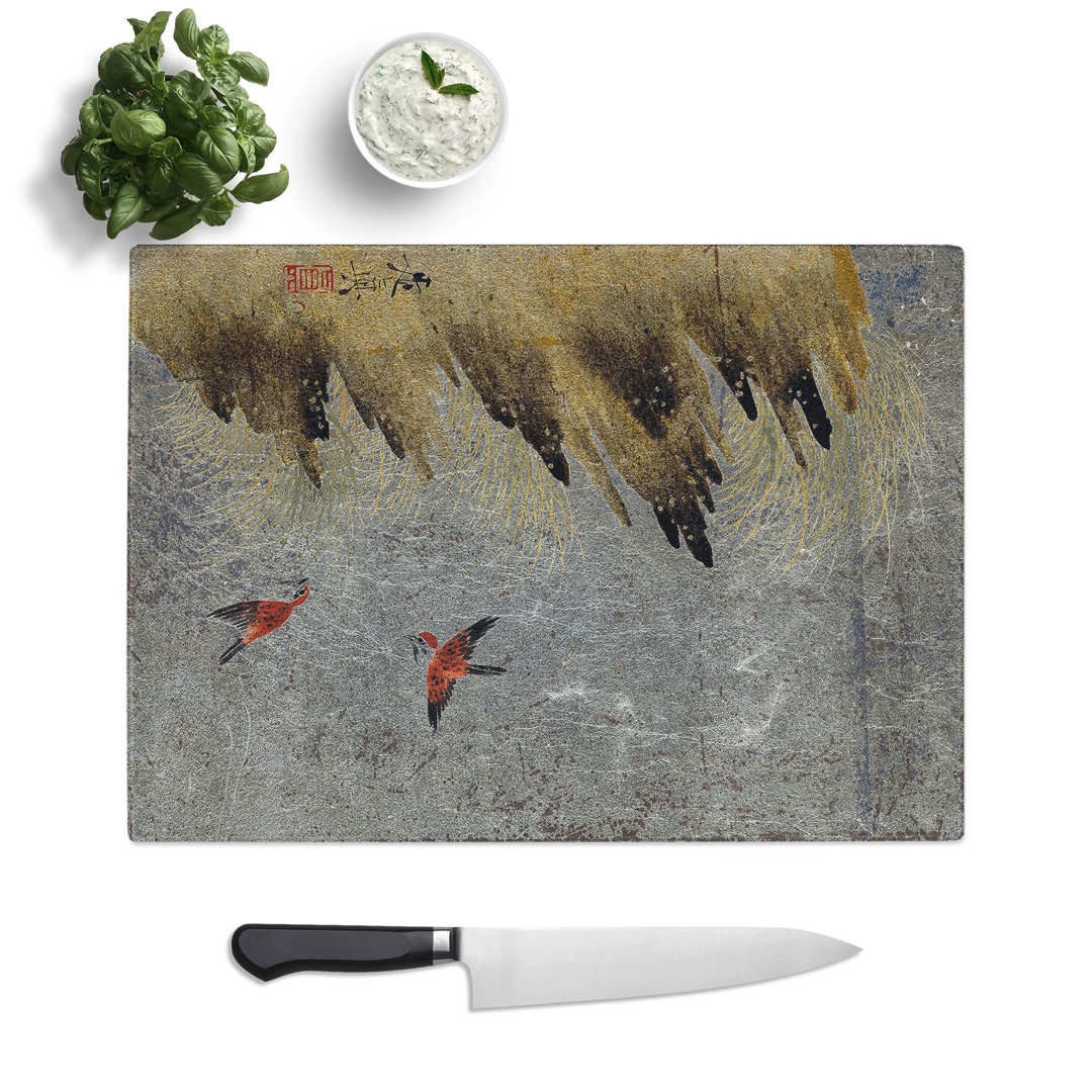 Tempered Glass Two Birds by Shibata Zeshin Chopping Board