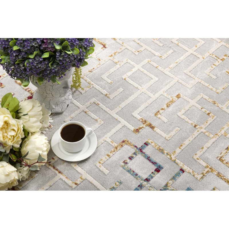 Tapis gris Jeanetta, Rectangle 2 pi 3 po x 3 pi