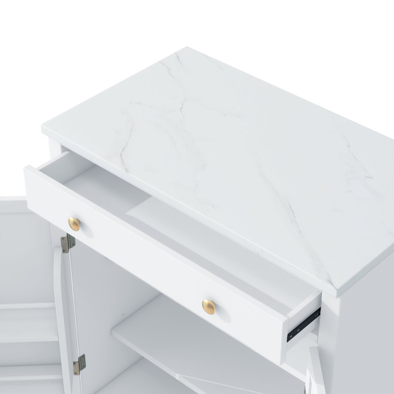  Armoire-buffet moderne et autoportante avec tablettes réglables, blanc