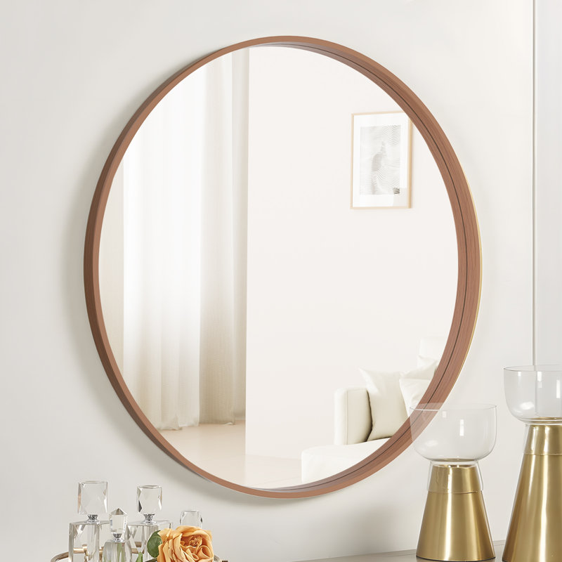 Karrina Round Mirror, 28" x 28", Walnut