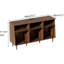 Support pour tourne-disque avec prise de courant et portes coulissantes, armoire de rangement moderne en vinyle de style Mid-Century, table à plateau tournant pour salon