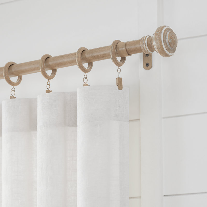 Weathered Oak Farmhouse Curtain Rod with Doorknob Finials