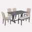 Ensemble de salle à manger de style campagnard, table à tréteaux et 4 chaises et banc rembourrés Shanequah-88581100-88581099-88581098