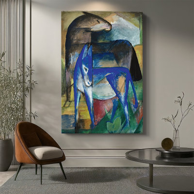 Two Blue Donkeys -Gallery Wrapped Canvas by Franz Marc