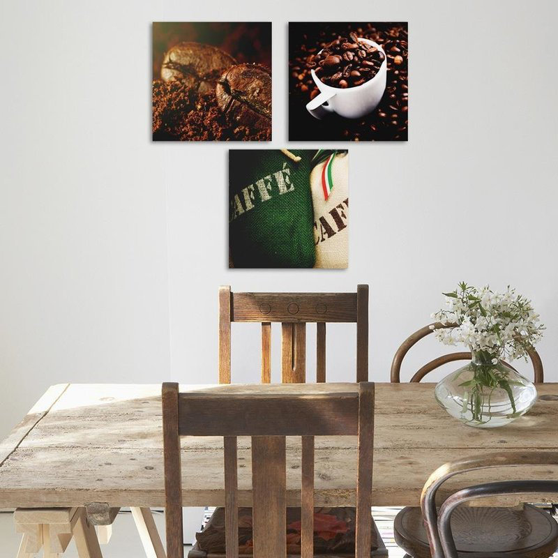 3-tlg. Fotodruck-Set Aromatischer Kaffee