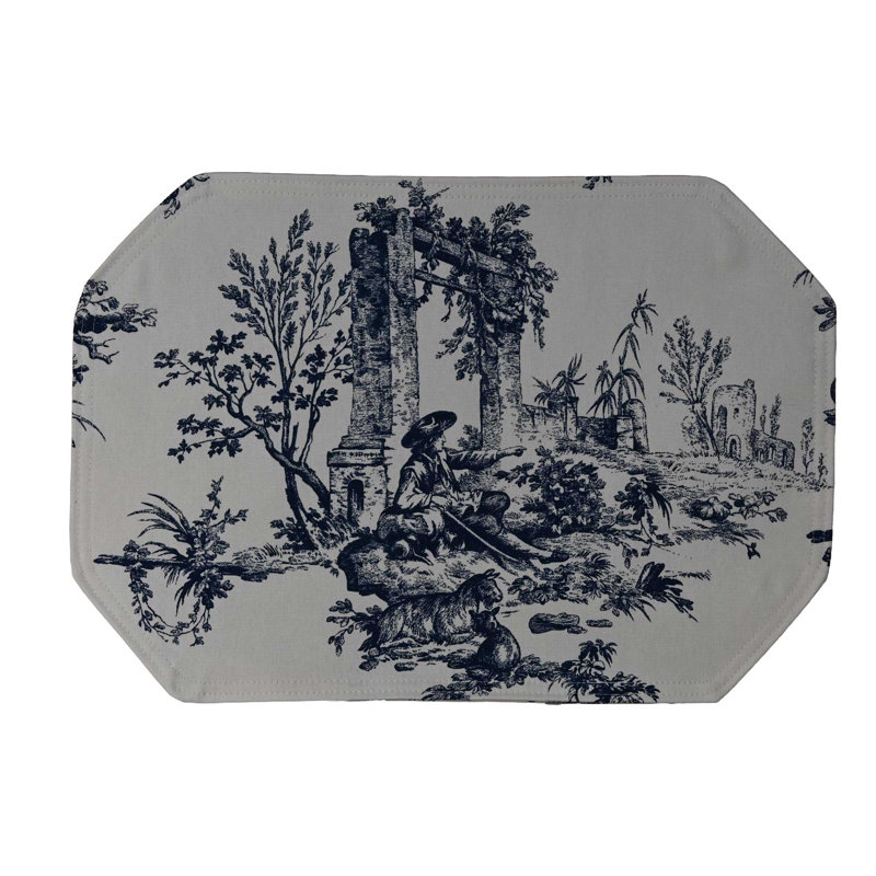 Napperon en coton 17 po, Bleu/crème