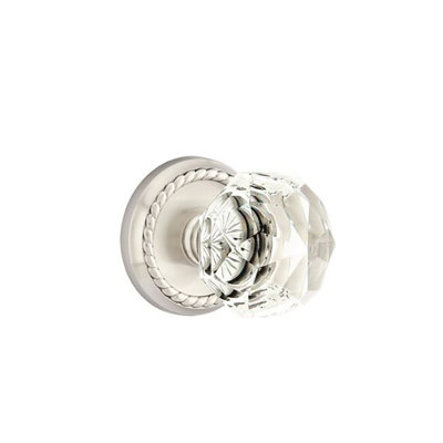 Ensemble de boutons d'intimité Emtek avec rosette en corde et bouton en verre Diamond