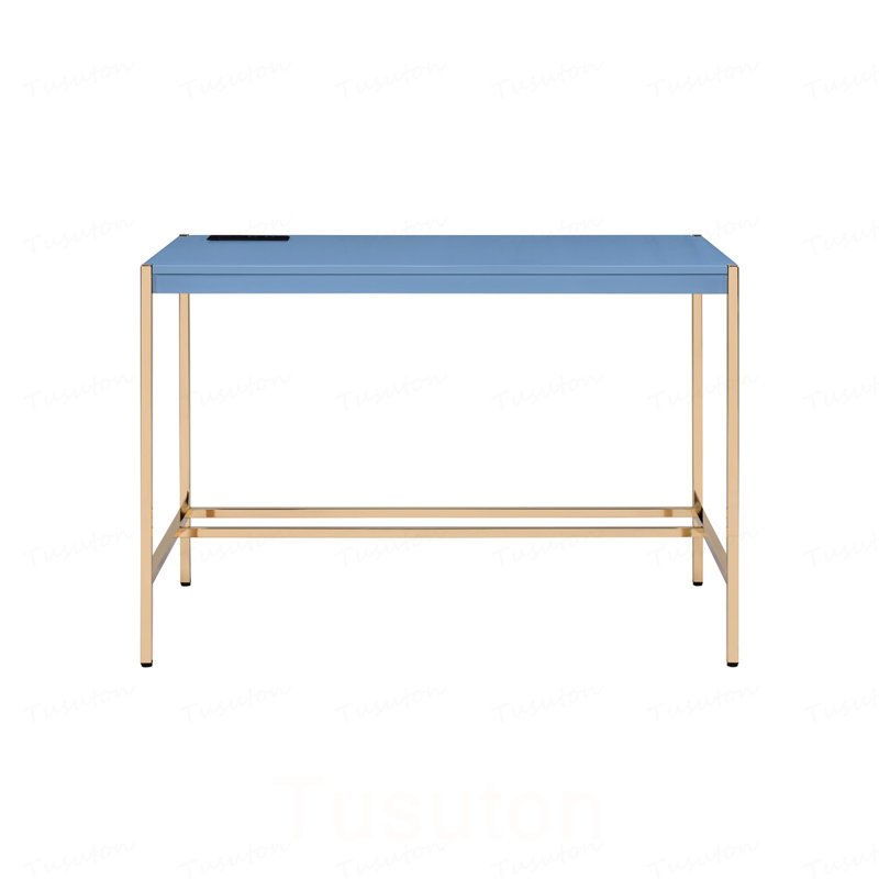 Bureau Midriaks bleu marine et or avec port USB, Bleu marine/doré