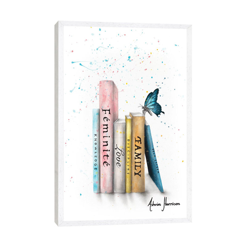 Books Of Her Journey by Ashvin Harrison - Print on Canvas, White Framed, 101.6 cm H x 66.04 cm W