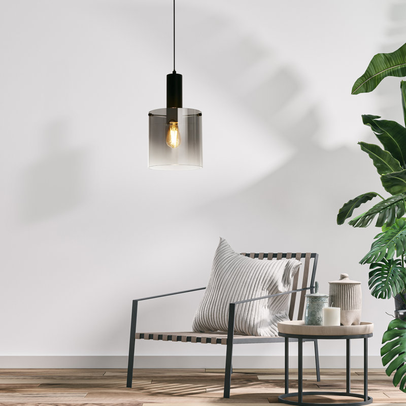 Montravious 1 - Light Single Pendant, Matt Black, Smoked Ombre 