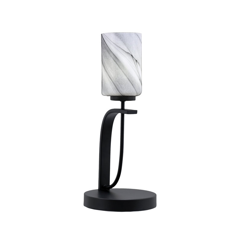 Lampe d'appoint Cavella, fini noir mat avec verre tourbillon onyx de 4 po
