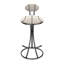 Ensemble de 2 tabourets de bar ronds en velours moderne à rayures en forme de S pour salle à manger et cuisine confortables et élégants-370623749